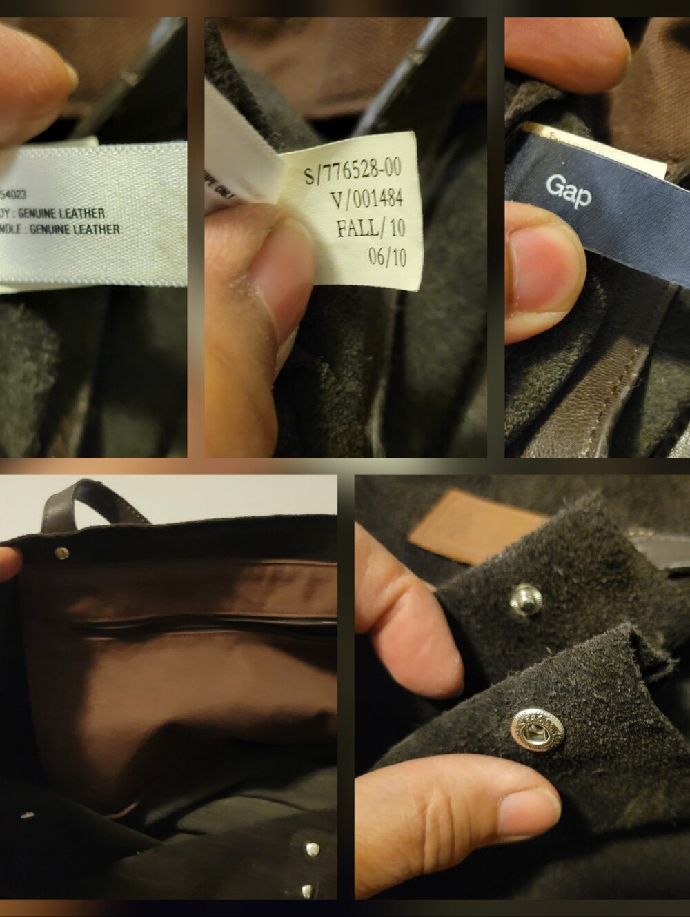 Vintage Y2K Gap Brown Suede Tote Bag w/ Leather Handles HTF - Picture 4 of 4